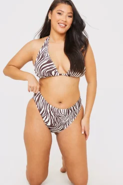 New In the Style High Waisted High Leg Bikini Bottoms White