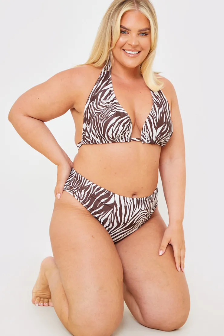 New In the Style High Waisted High Leg Bikini Bottoms White
