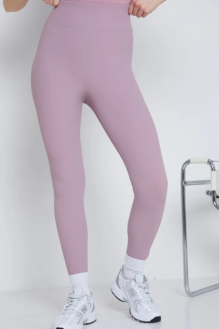 Clearance Fits High Waisted Sculpting Ribbed Leggings Pink