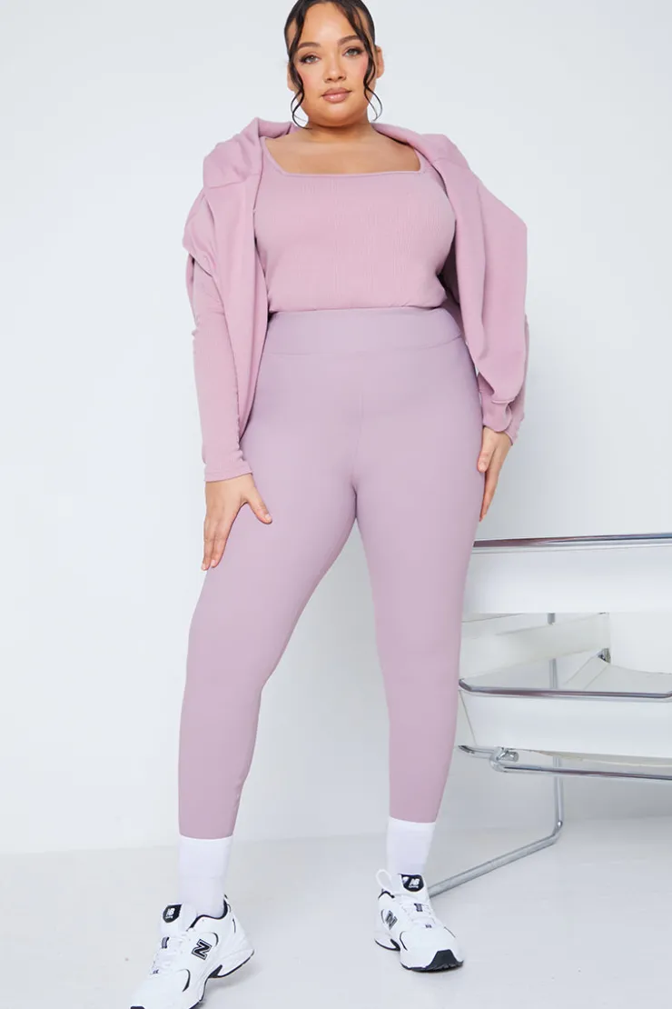 Clearance Fits High Waisted Sculpting Ribbed Leggings Pink