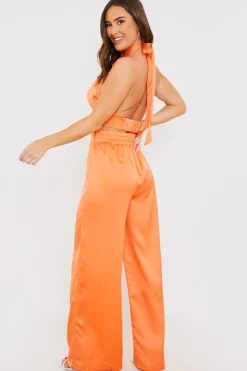 In The Style High Waisted Wide Leg Trouser Rust