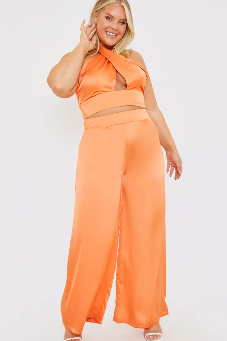 In The Style High Waisted Wide Leg Trouser Rust