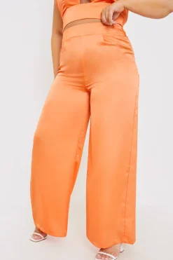 In The Style High Waisted Wide Leg Trouser Rust