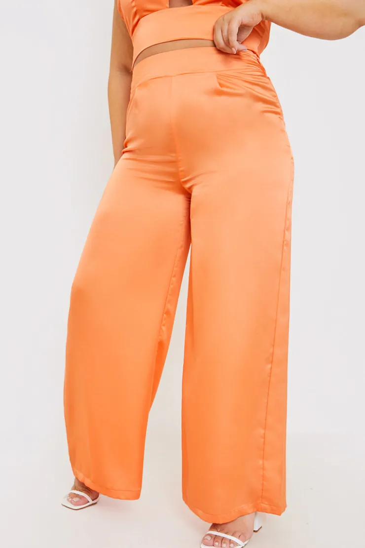 In The Style High Waisted Wide Leg Trouser Rust