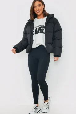 Outlet In the Style Hooded Puffer Jacket Black