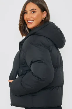 Outlet In the Style Hooded Puffer Jacket Black