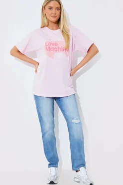 In The Style I'm Just a Love Machine' Slogan T-Shirt Pink