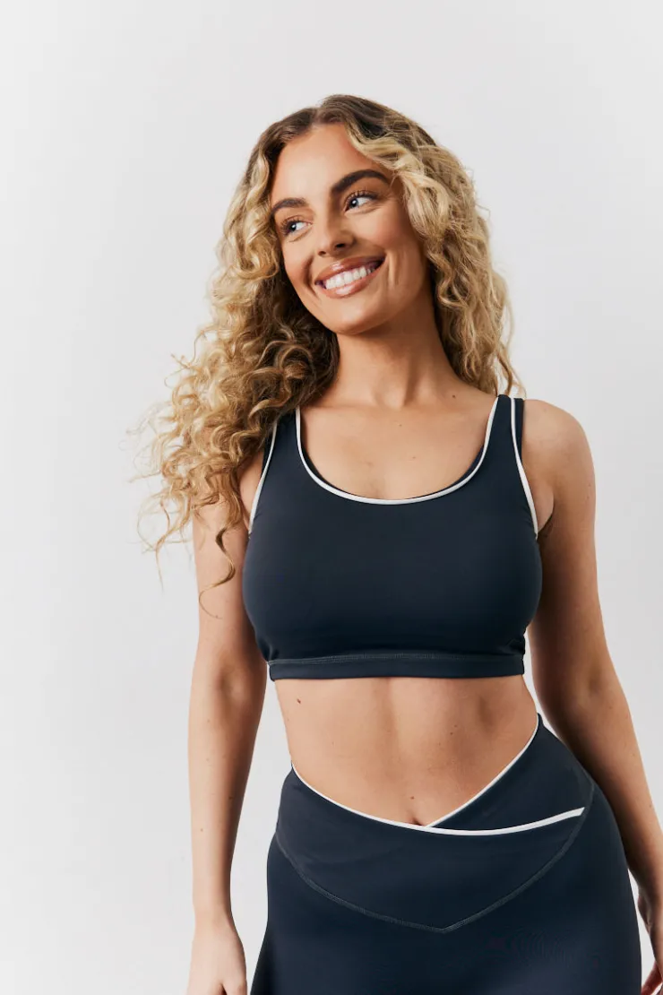 Sale Fits Contrast Piping Co-Ord Sports Bra Indigo blue