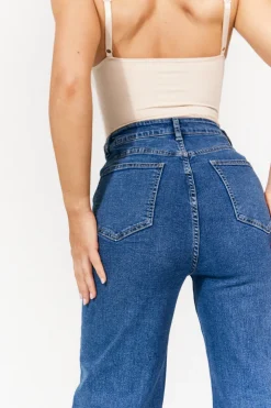 Best In The Style Isla Wide Leg Jeans Midblue