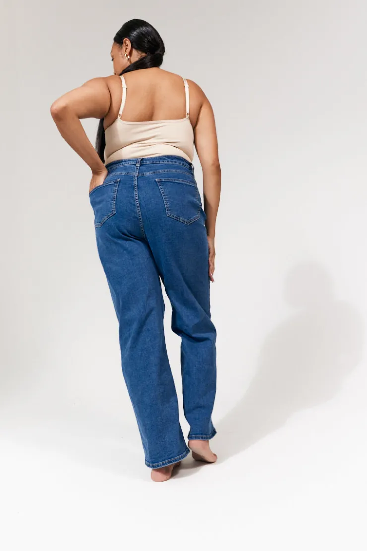 Best In The Style Isla Wide Leg Jeans Midblue