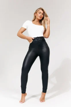 Sale In The Style Isobelle Coated Skinny Jean Black