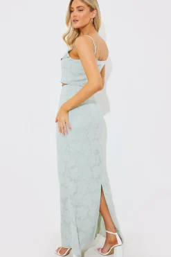 Hot In the Style Jacquard Co-Ord Maxi Skirt Sage