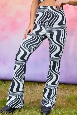 Best In the Style Jersey Printed Flares Black