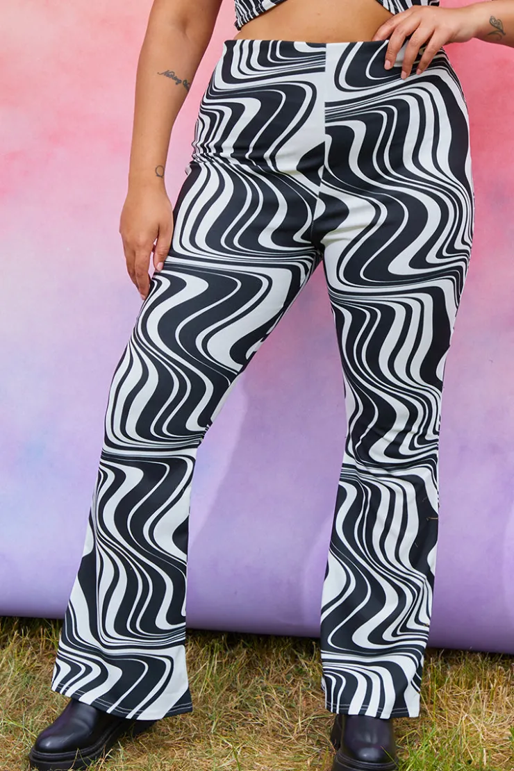 Best In the Style Jersey Printed Flares Black