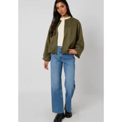 Clearance Urban Bliss Khaki Suede Bubble Hem Jacket