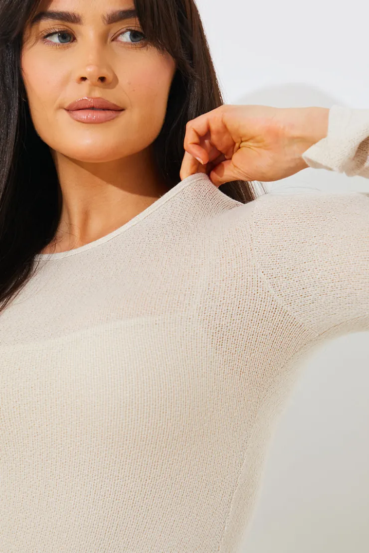 New In the Style Knitted A-Line Midaxi Dress with Removable Cami Dress Cream