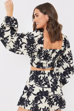 Clearance In the Style Knot Front Crop Top Beige