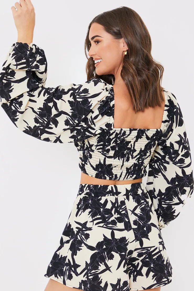 Clearance In the Style Knot Front Crop Top Beige