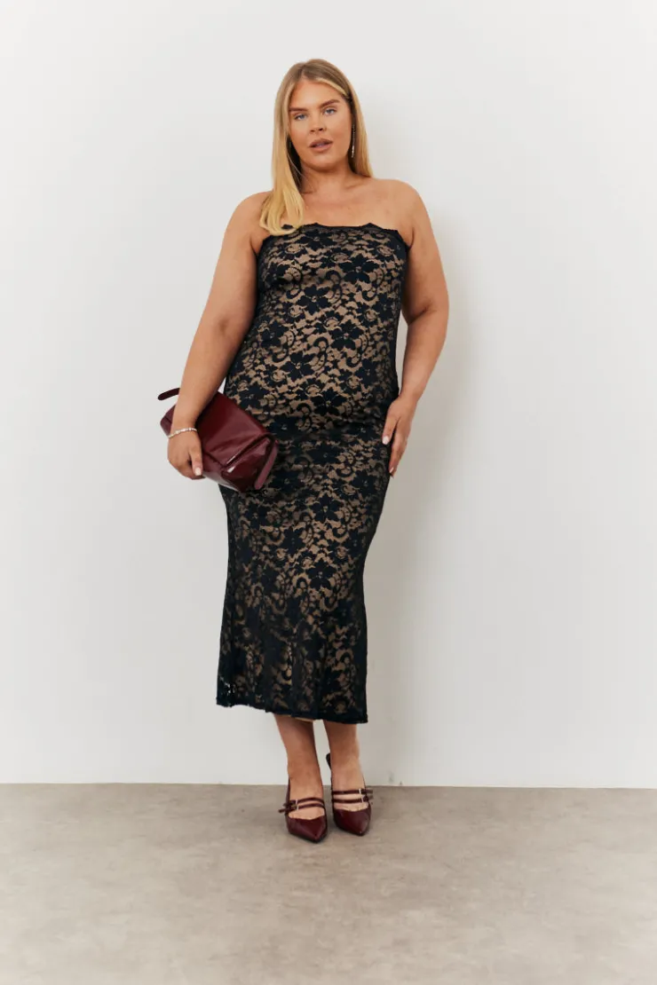 Discount In The Style Lace Bandeau Maxi Dress Black