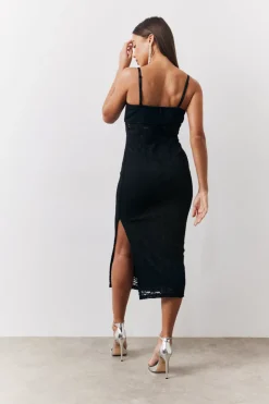 Best In the Style Lace Bandeau Midi Dress Black