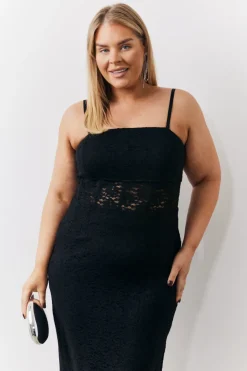 Best In the Style Lace Bandeau Midi Dress Black