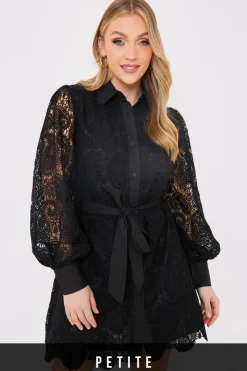 Online In the Style Lace Belted Shirt Dress
