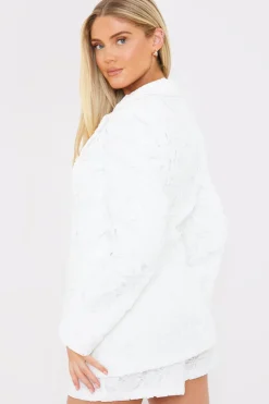 Sale In the Style Lace Co-Ord Blazer White