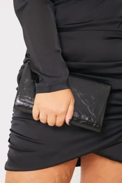 Clearance In The Style Leather Look Clutch Bag