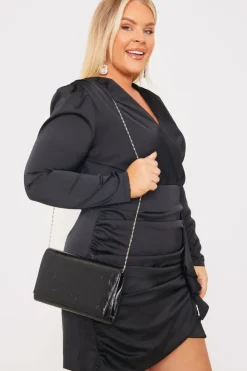 Clearance In The Style Leather Look Clutch Bag