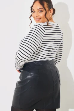 Sale In the Style Leather Look Mini Skirt Black