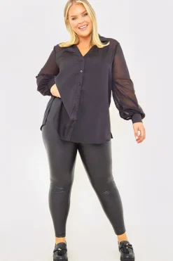 Clearance In the Style Leather Look Snake Leggings Black