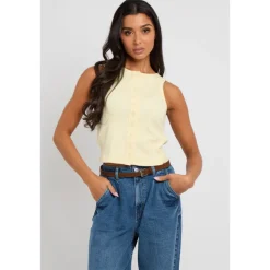 Outlet Urban Bliss Lemon Sleeveless Button Front Top