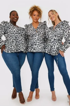 Sale In the Style Leopard Print Wrap Blouse Multi