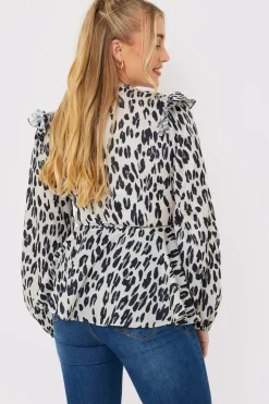 Sale In the Style Leopard Print Wrap Blouse Multi