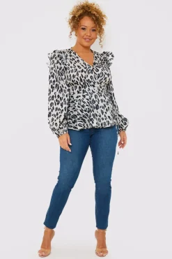 Sale In the Style Leopard Print Wrap Blouse Multi