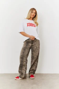 Online In The Style Leopard Straight Leg Jeans Animal print
