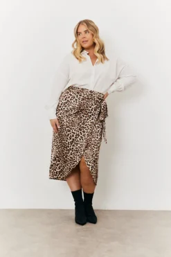 Online In The Style Leopard Wrap Midi Skirt Animal print