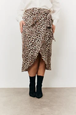 Online In The Style Leopard Wrap Midi Skirt Animal print