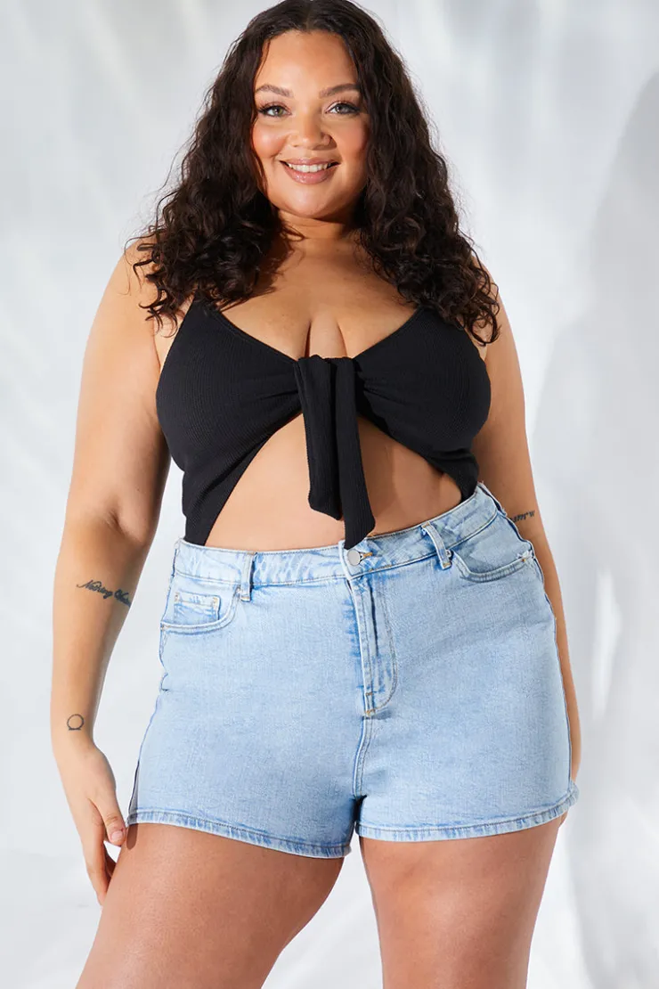 Sale Fits Light Wash Denim Mom Short Blue