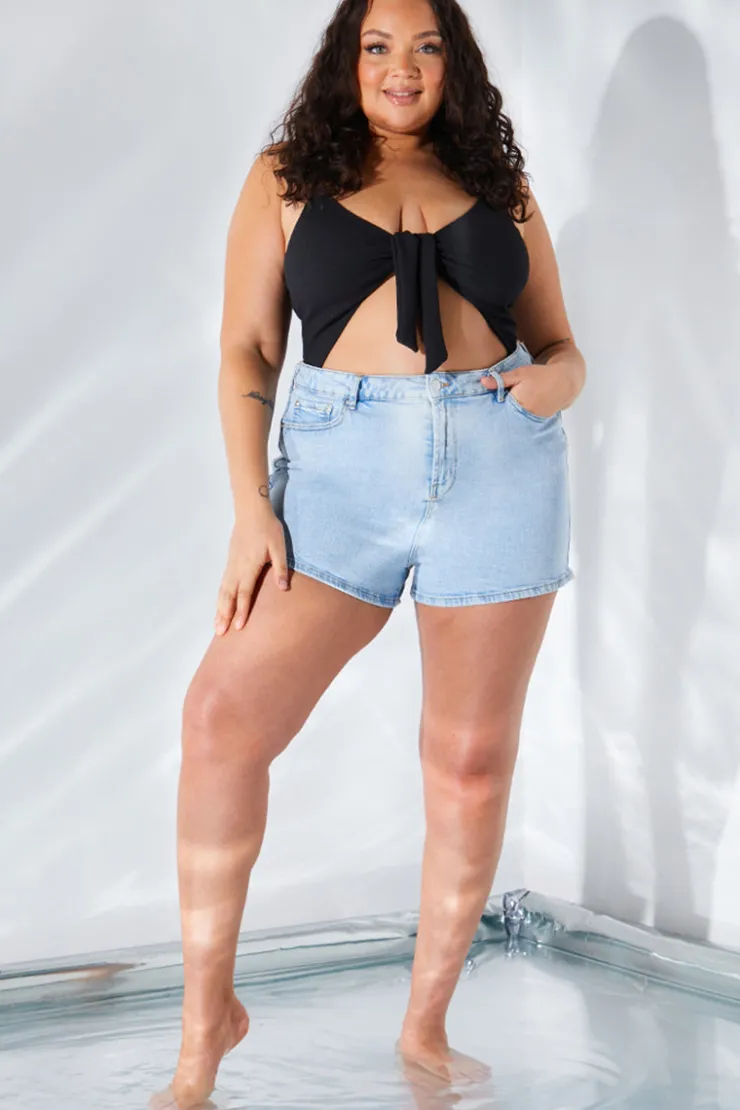 Sale Fits Light Wash Denim Mom Short Blue