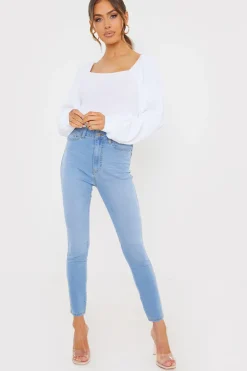 Clearance In the Style Light Wash Skinny Jeans Blue