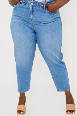 Online In the Style Lightwash Paperbag Jeans Denim
