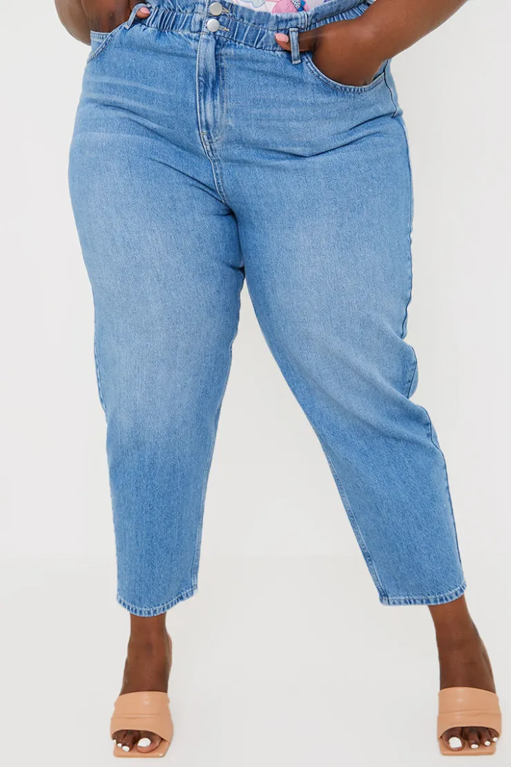 Online In the Style Lightwash Paperbag Jeans Denim