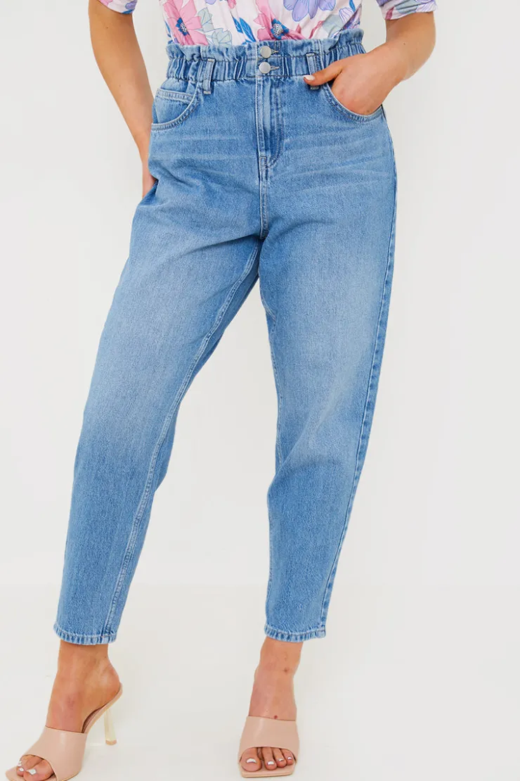Online In the Style Lightwash Paperbag Jeans Denim