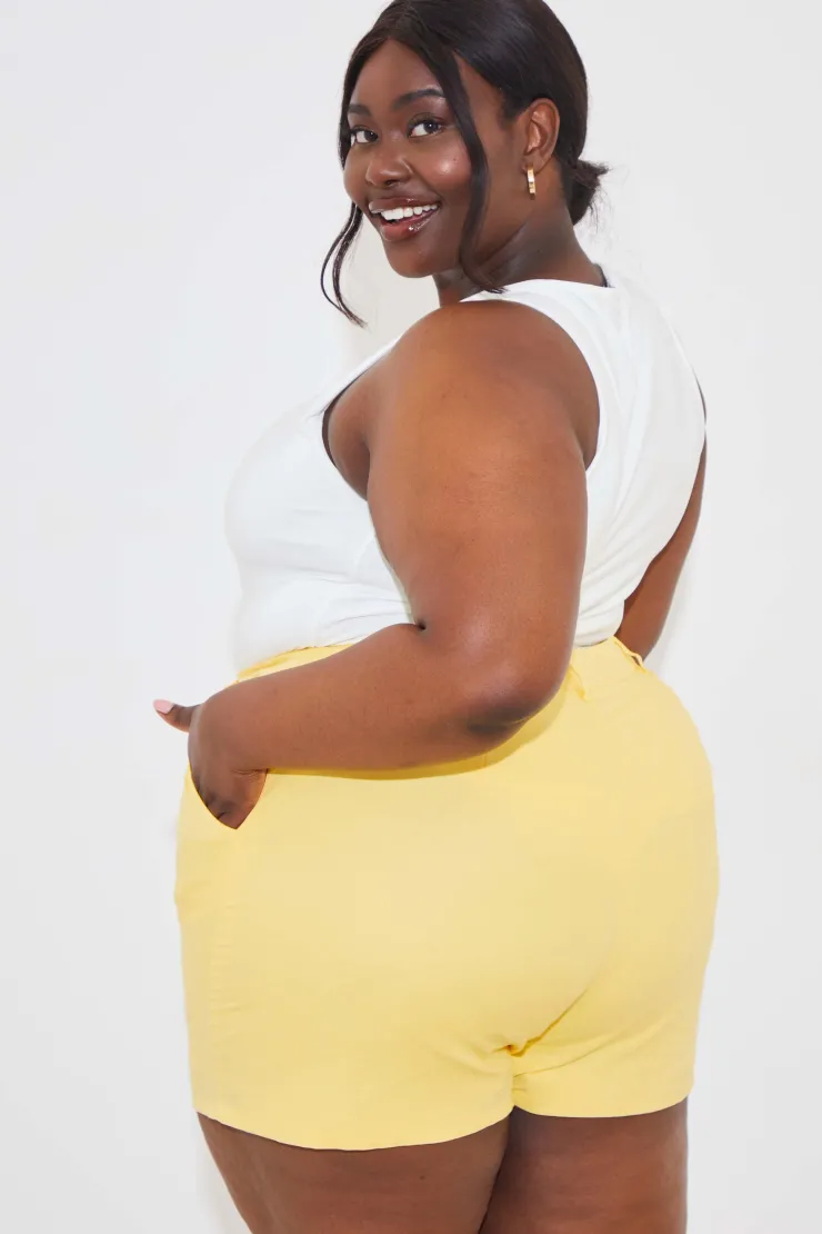 Sale In the Style Linen Look Co-Ord Shorts Lemon