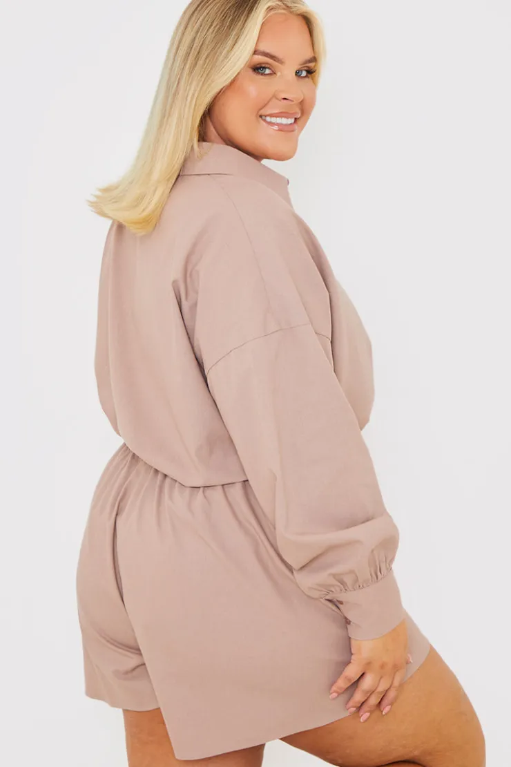 Clearance In the Style Linen Look Floaty Co-Ord Shorts Mocha