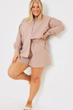 Best In the Style Linen Look Long Sleeve Co-Ord Shirt Mocha