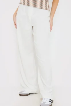 New In the Style Linen Look Wide Leg Trousers Cream