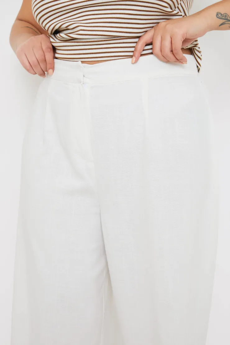 New In the Style Linen Look Wide Leg Trousers Cream