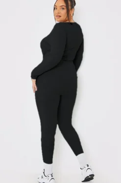 Best In the Style Long Sleeve Scoop Neck Unitard Black